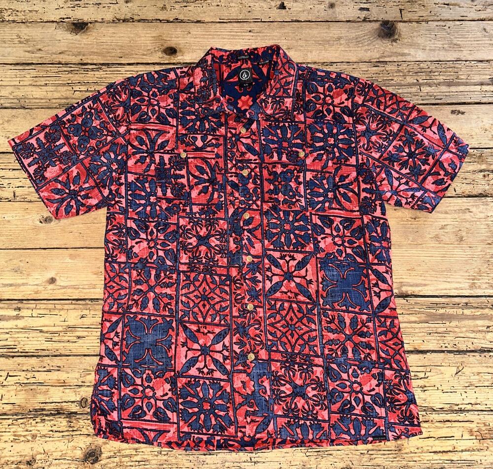 Volcom Men’s Size XL Multicolored Hawaiian Short Sleeve Shirt NWOT